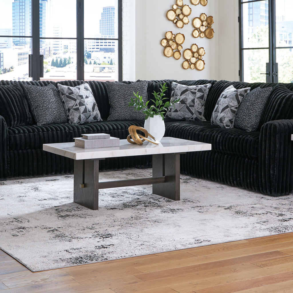 Black Wide‑Corduroy U‑Shaped Sectional Sofa with Chaise & Decorative Pillows