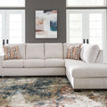 Beige L-Shaped Corner Sofa with Chaise Longue and Decorative Throw Pillows