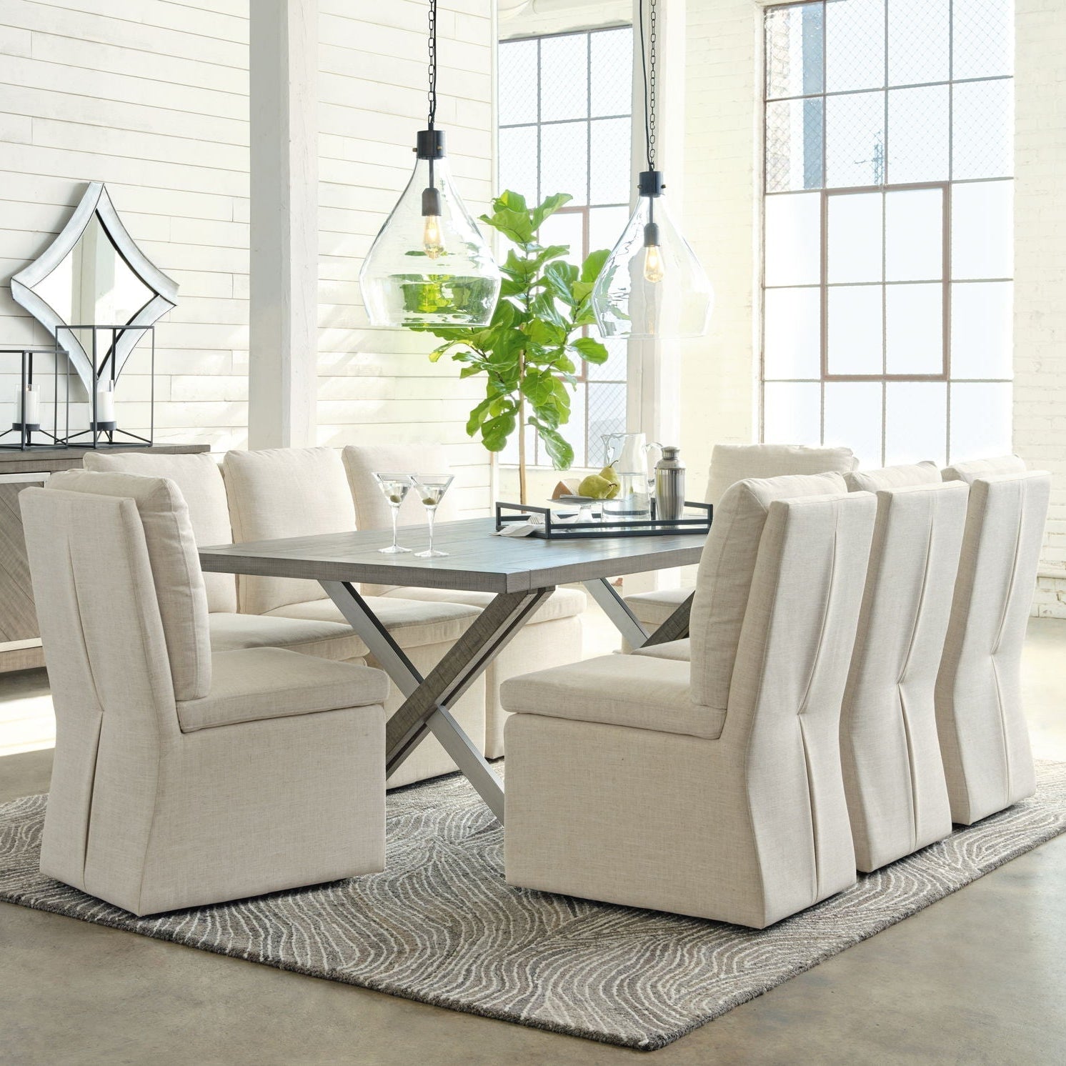 Natural Modern Limestone Effect Dining Table (160–200 cm)