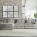 Grey Corduroy L‑Shaped Sectional Sofa with Chaise Lounge