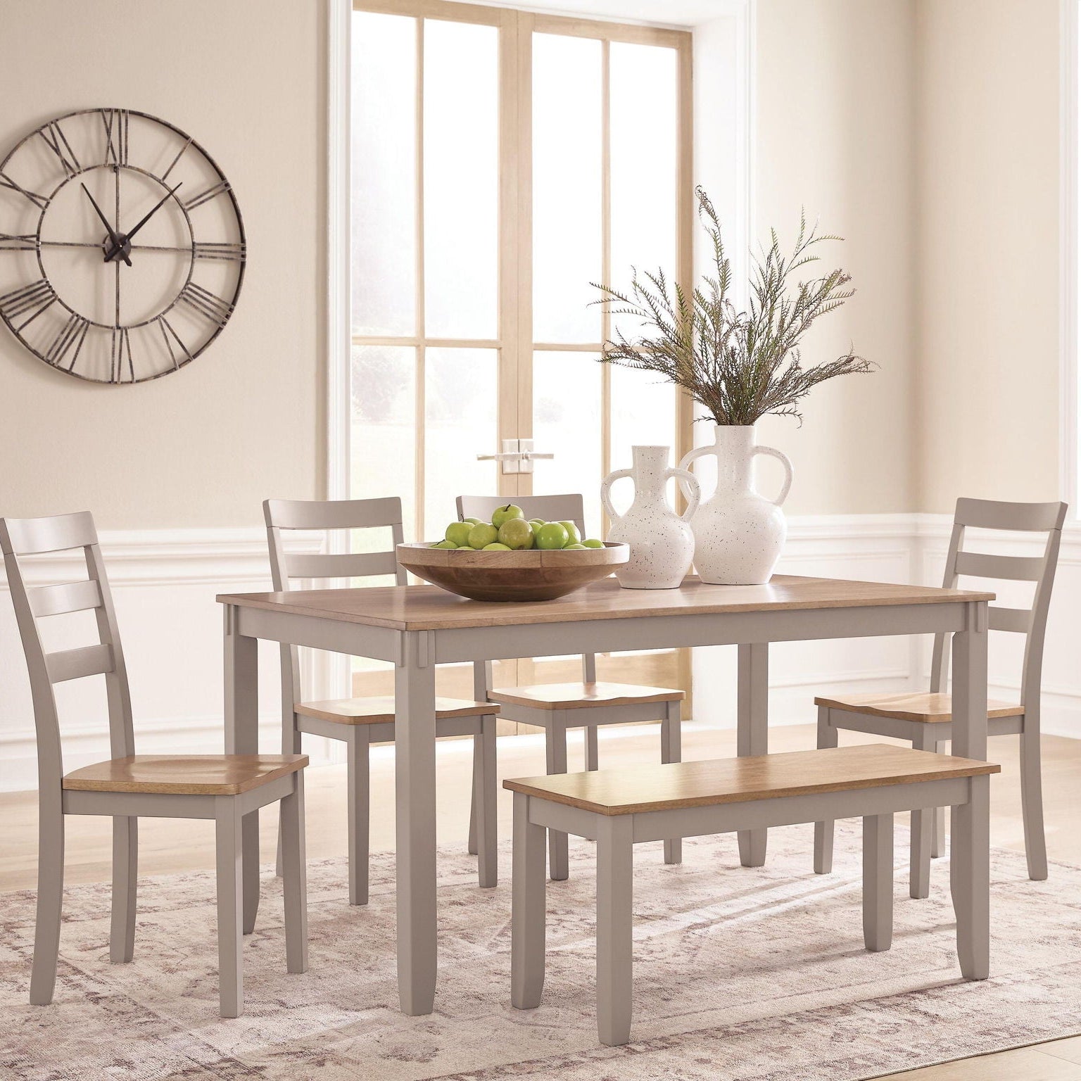 Farmhouse Style Solid Wood Dining Table and Chair Set