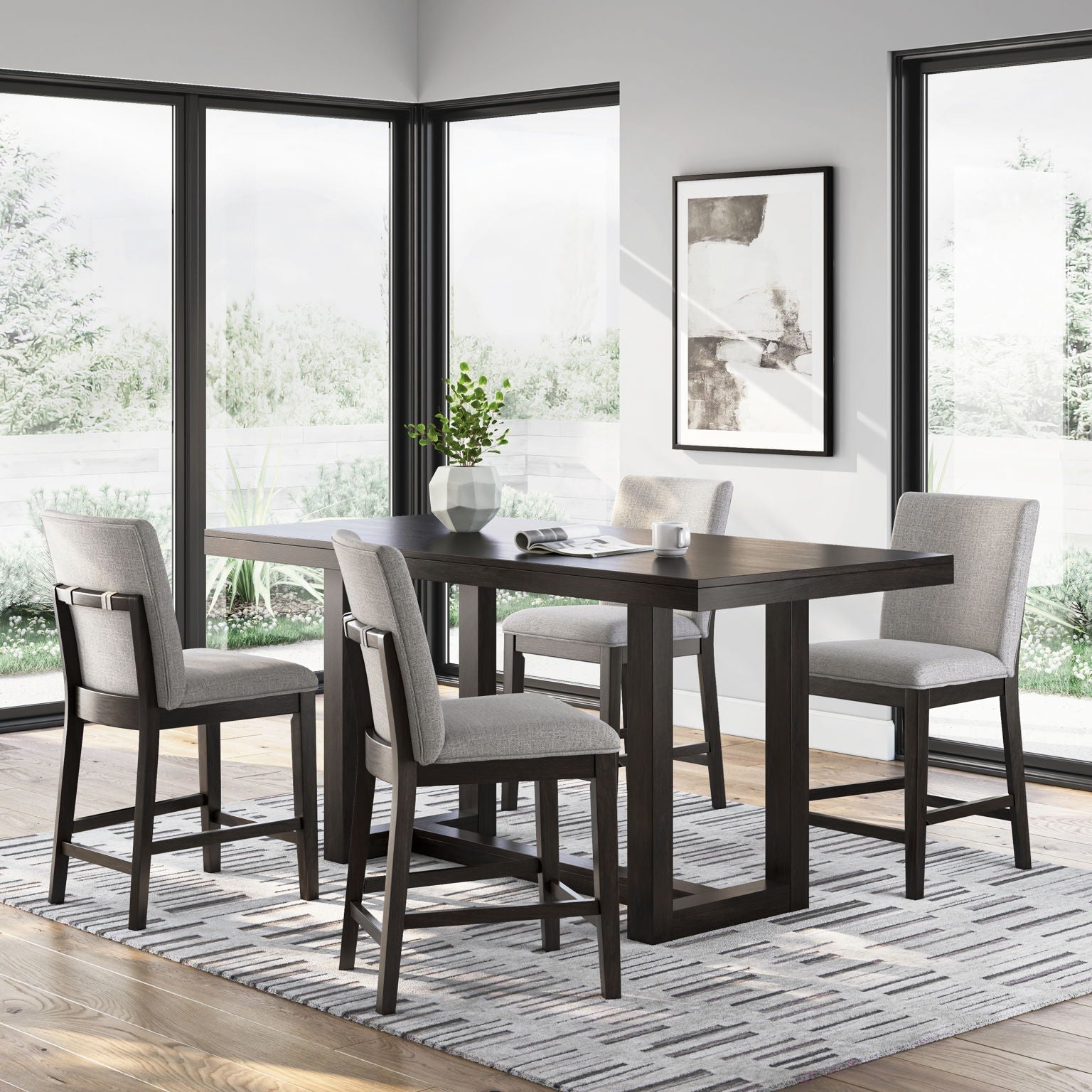 Rectangular High-Top Dining  Set 5-Piece – Dark Taupe