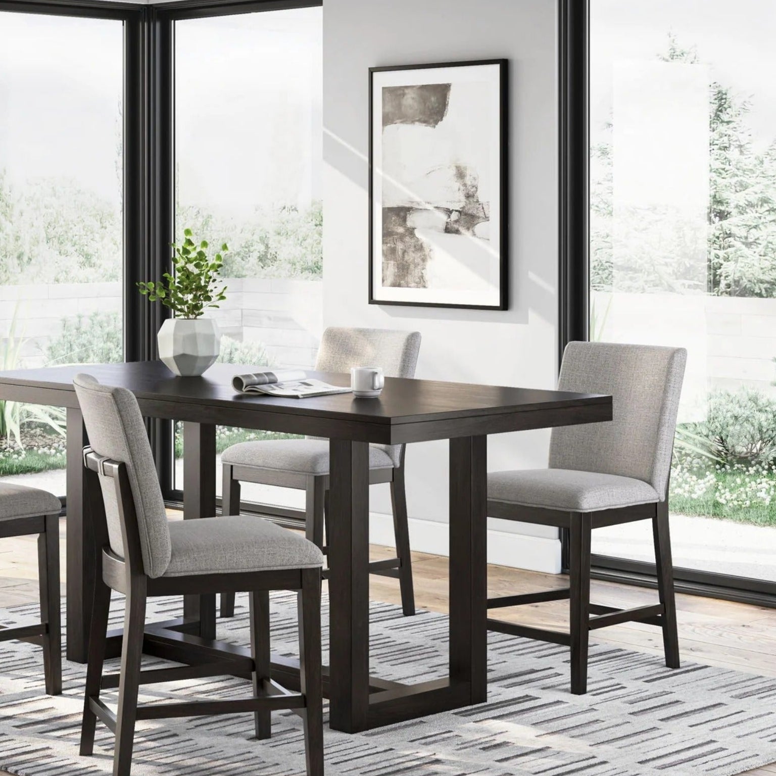 Rectangular High-Top Dining  Set 5-Piece – Dark Taupe