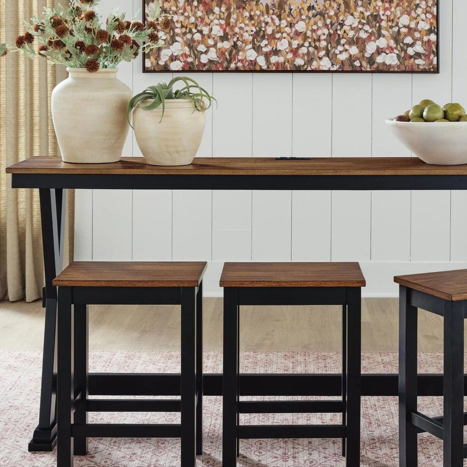 Rectangular High-Top Dining Table and Chair Set (4-Piece) – Brown/Black