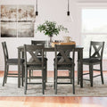 Rectangular High-Top Dining Table and Chair Set (7-Piece) - Grey