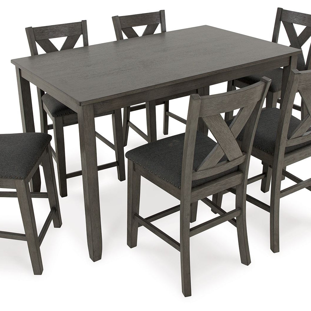 Rectangular High-Top Dining Table and Chair Set (7-Piece) - Grey