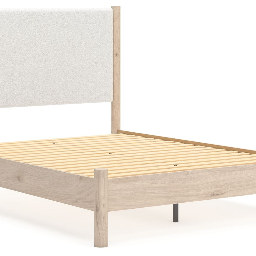 White Solid Wood Upholstered Bed Set with Mattress
