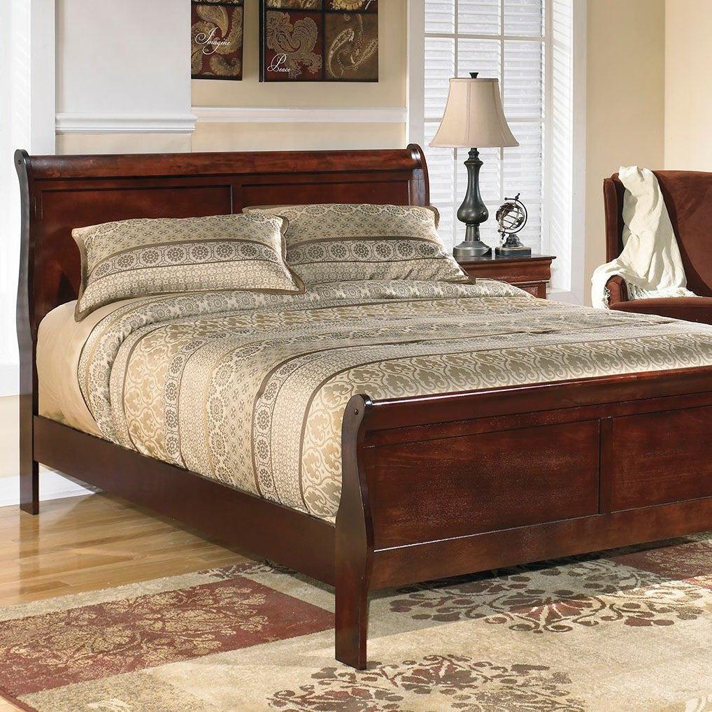 Complete Solid Wood Sled Bed Set with Mattress